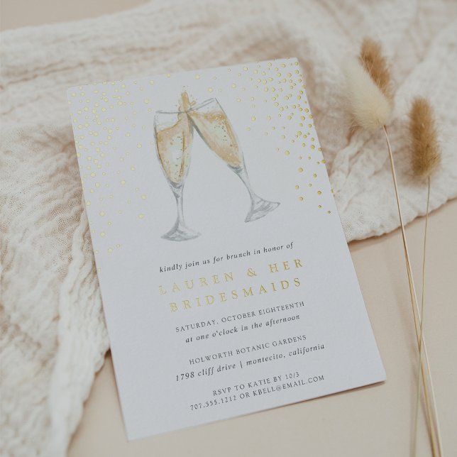 Champagne Toast | Bridesmaier Brunch Gold Folieneinladung (Von Creator hochgeladen)
