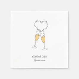 Champagne Toast Celebrate Liebe Napkins individuel Serviette
