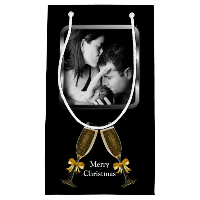 Champagne Toast Elegantes Foto Kleine Geschenktüte (Vorderseite)