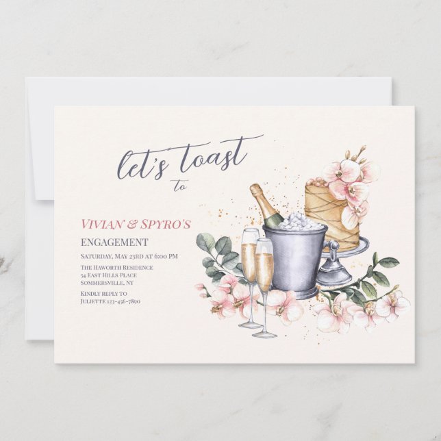 Champagne Toast Engagement Party Einladung (Vorderseite)