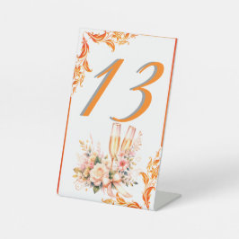 Champagne Toast Floral Bridal Shower Table Number  Sockelschild