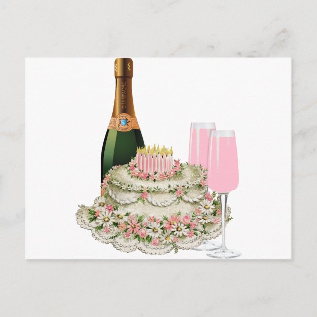 Champagne-Toast-Geburtstag Postkarte (Vorderseite)
