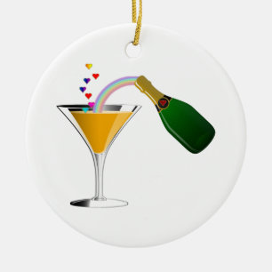 Champagne-Toast Keramikornament