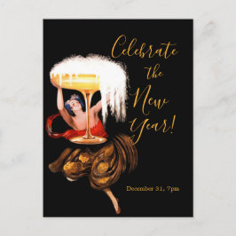 Champagne Toast NYE Invitation Postcard Feiertagspostkarte