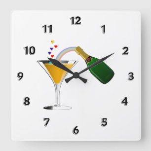Champagne-Toast Quadratische Wanduhr