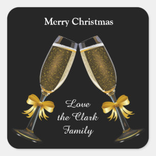 Champagne Toast Quadratischer Aufkleber