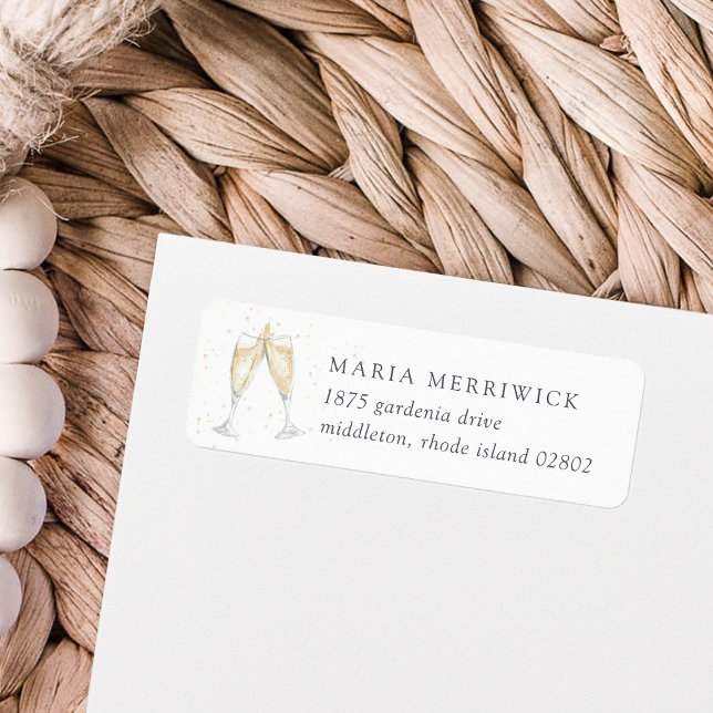 Champagne Toast Rücksendeadresse (Add a bubbly pop to your invitations with these matching Champagne Toast return address labels.)