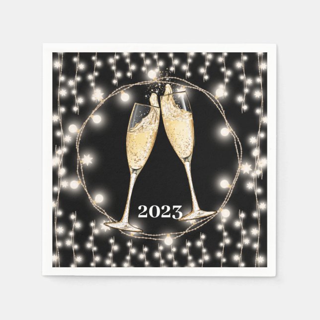 Champagne Toast String Lights Classic Serviette (Vorderseite)