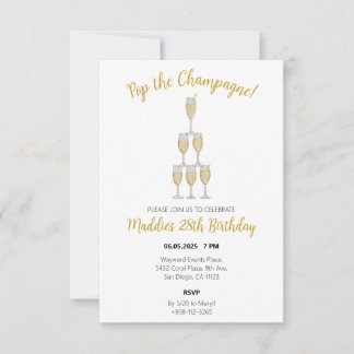 Champagne Tower Birthday Invites Dankeskarte