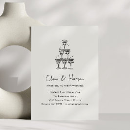 Champagne Tower Doodle Custom Name Wedding Einladung
