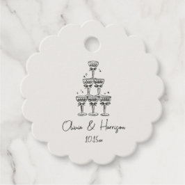 Champagne Tower Doodle Custom Name Wedding Geschenkanhänger