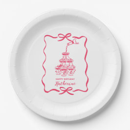 Champagne Tower White Hand Drawn Birthday Party Pappteller