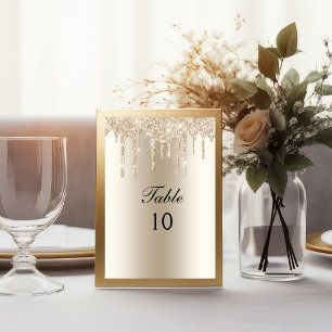 Champagne-Tröpfchen-Glitter-Hochzeit-Tischnummer  Einladung