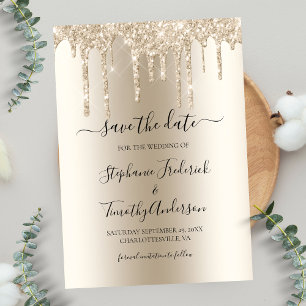 Champagne-Tröpfchen-Glitter-QR-Code-Hochzeit Save The Date