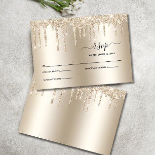 Champagne-Tröpfchen-Glitzer-Elegante-Hochzeits-RSV RSVP Karte