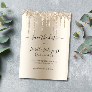 Champagne-Tropfen Glitter Quinceañera  Save The Date