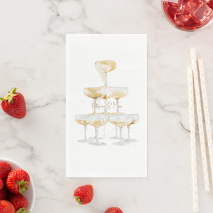 Champagne-Turm mit benutzerdefinierten Namen Hochz Serviette