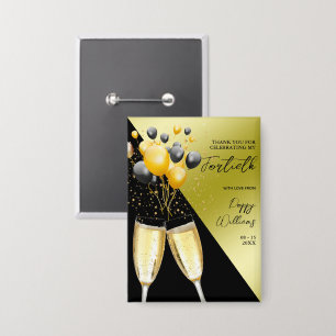 Champagne und Luftballons 40. Geburtstagsabzeichen Button