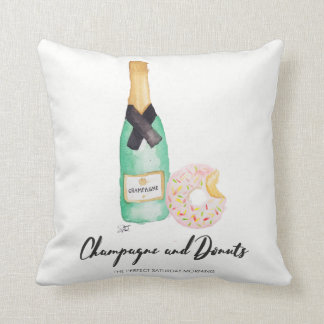 Champagne und Schaumgummiring-Aquarell-Kissen Kissen