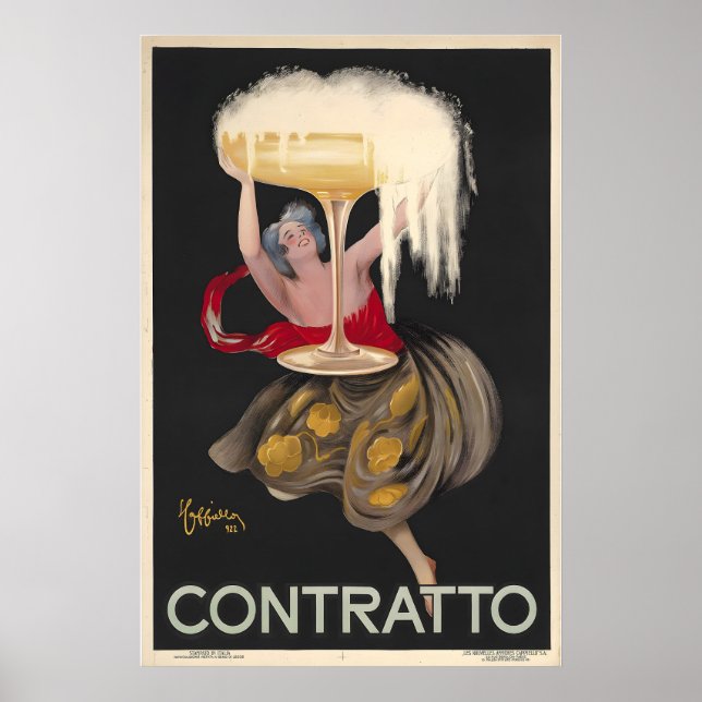 Champagne Vintage Alkohol Werbung Vertrag Poster (Vorne)