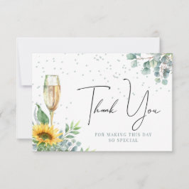Champagne Watercolor Sonnenblumen Brautparty Dankeskarte