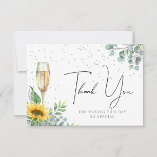 Champagne Watercolor Sonnenblumen Brautparty Dankeskarte