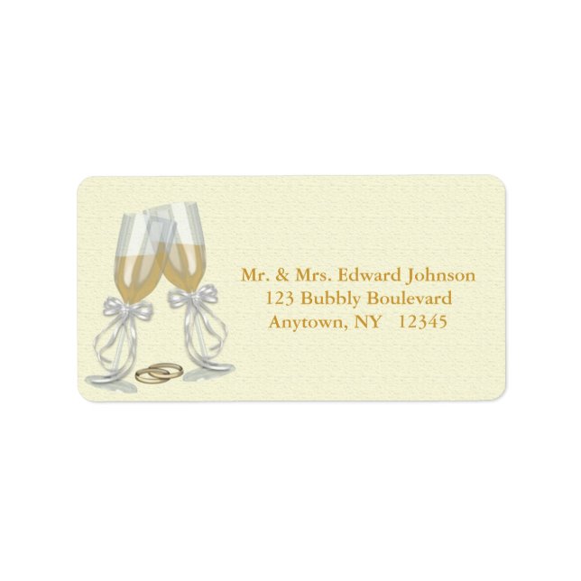 Champagne Wedding Address Label Adressaufkleber (Vorne)
