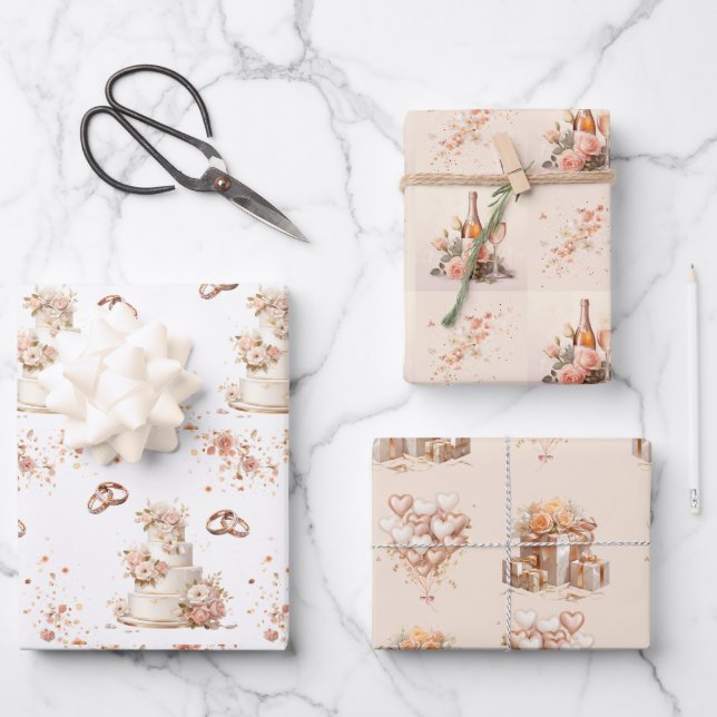 Champagne Wedding Geschenkpapier Set (Vorderseite)