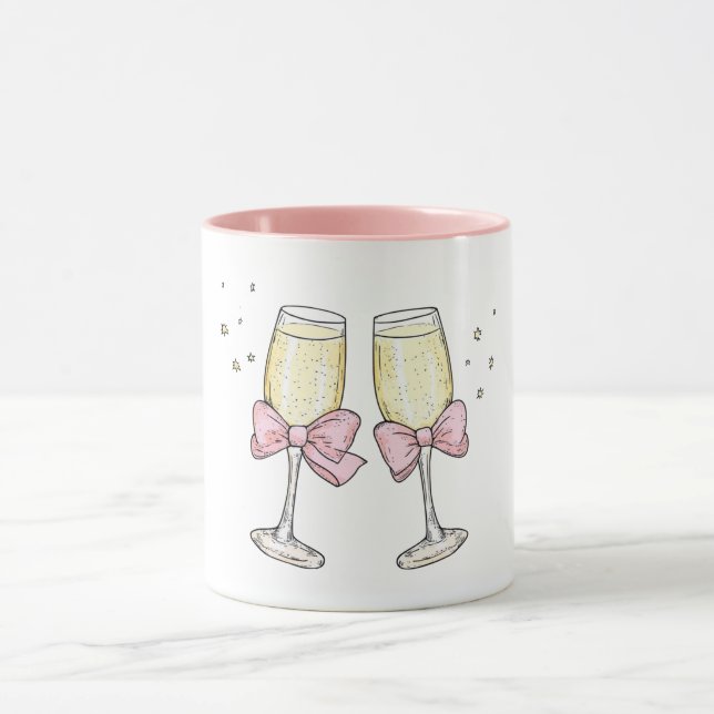 Champagne with Bows Cheers Tasse (Zentrum)