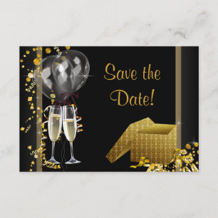 Champagneconfetti-Schwarz-Gold Save the Date