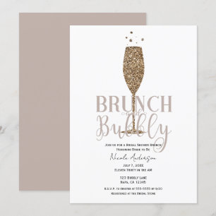 Champagner Blubberig Rosa Beige Brautparty Brunch Einladung