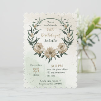 Champagner-Blume Grün Geburtstag Einladung