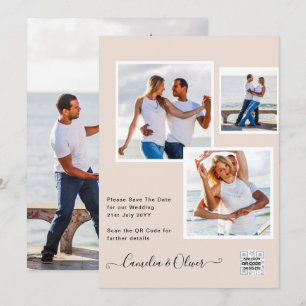 Champagner Blush FOTO Wedding Einladung QR Code