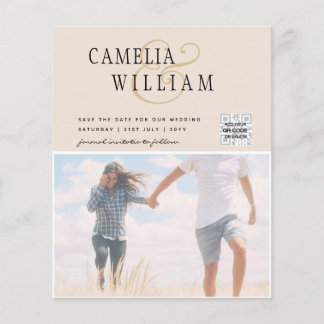 Champagner Blush FOTO Wedding Einladung QR Code Flyer