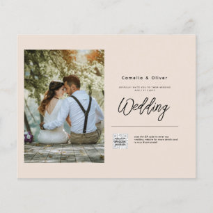 Champagner Blush FOTO Wedding Einladung QR Code Flyer