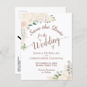 Champagner Blush Peach Floral Wedding Save the Dat Ankündigungspostkarte