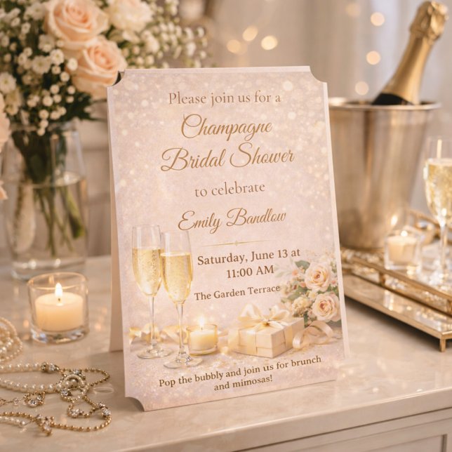 Champagner-Braut-Glanz-Einladung Einladung (5"x7" Invite with Blush and champagne tones with floral accents for a glowing bridal celebration)
