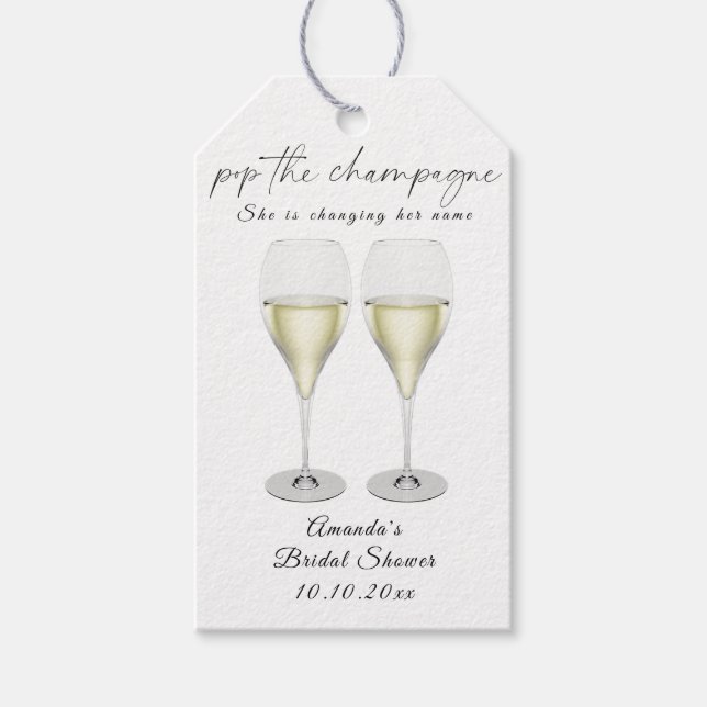 Champagner Bridal Shower Geschenkanhänger (Vorderseite)