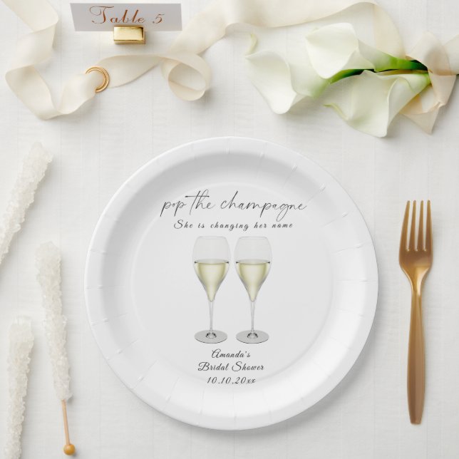 Champagner Bridal Shower Pappteller (Hochzeit)