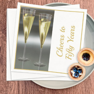Champagner Brille 50. Hochzeitliches Party Serviette