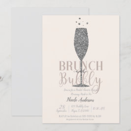 Champagner Brunch & Bubbly Silver Brautparty Einladung
