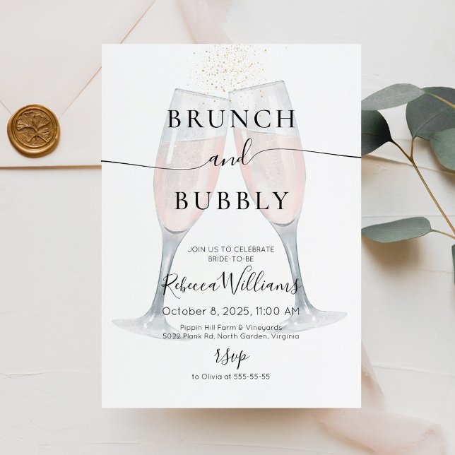Champagner Brunch und Bubbly Brautparty Einladung (Von Creator hochgeladen)