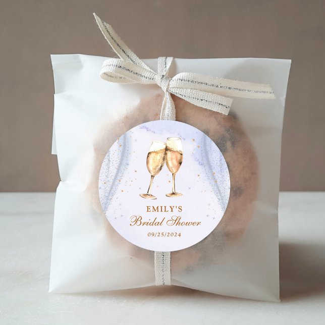 Champagner Brunch und Bubbly Brautparty Runder Aufkleber (Von Creator hochgeladen)