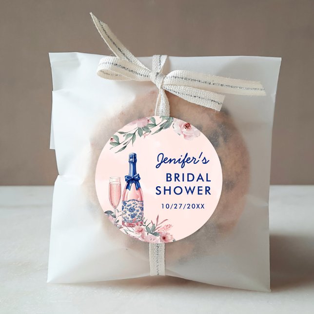 Champagner Brunch und Bubbly Brautparty Runder Aufkleber (Von Creator hochgeladen)