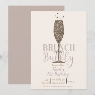 Champagner-Brunch und funkelndes Gold-Geburtstagsf Einladung