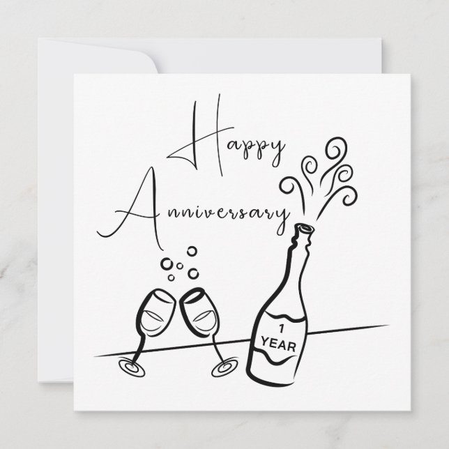 Champagner Celebration Card zum 1. Jubiläum Karte (Vorderseite)