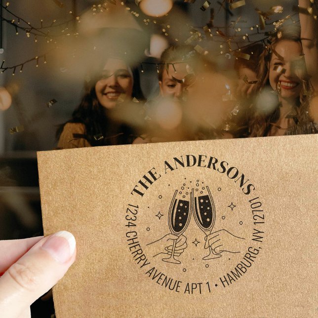 Champagner Celebration Einladung Rücksendeadresse Permastempel (Von Creator hochgeladen)