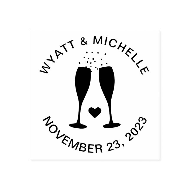 Champagner Celebration Wedding / Anniversary Custo Gummistempel (Prägung)