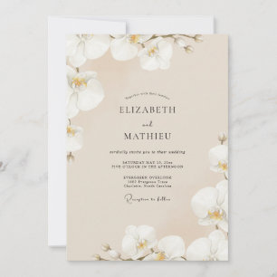 Champagner-Crem-Orchideen-Hochzeit Einladung
