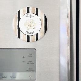 Champagner Creme Schwarz Weiß Rose Streifen Magnet